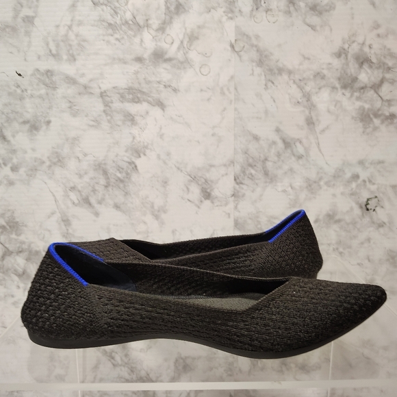 Rothys The Point Black Honeycomb Pointed Toe Slip on Flat Shoes Size W 9.5 - Picture 5 of 11